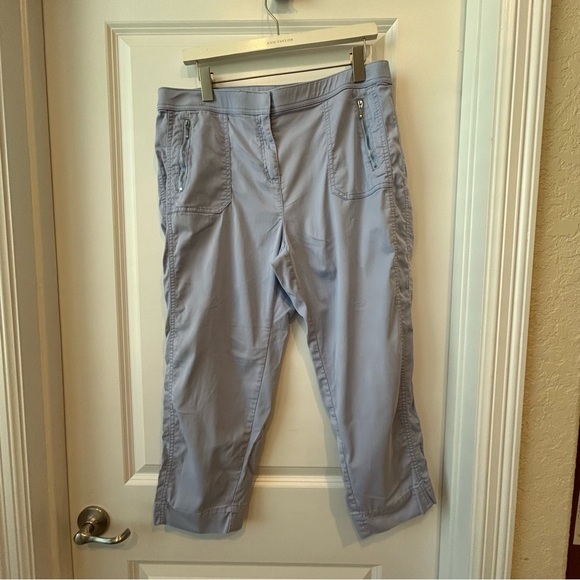 Chico's Zenergy Blue Cropped Pants Zip Pockets Sz 1.5 (M/10) Casual Vacation - Picture 1 of 4